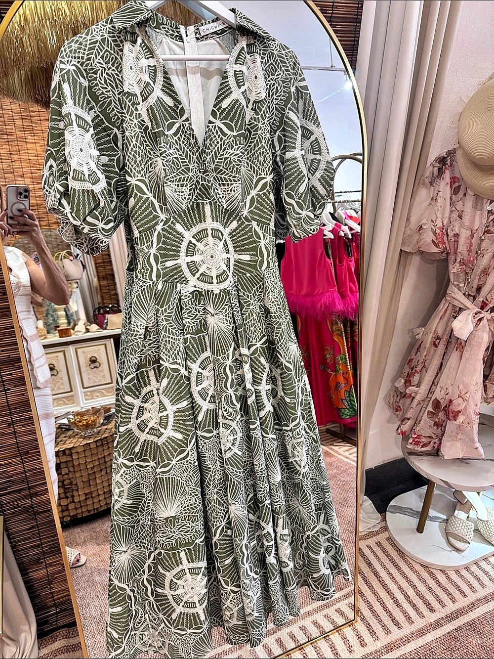Chicways Green & White Maxi Dress